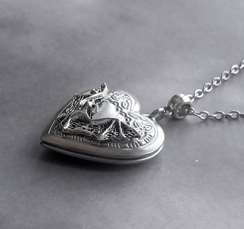 Gothic Bat Locket Necklace