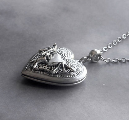 Gothic Bat Locket Necklace