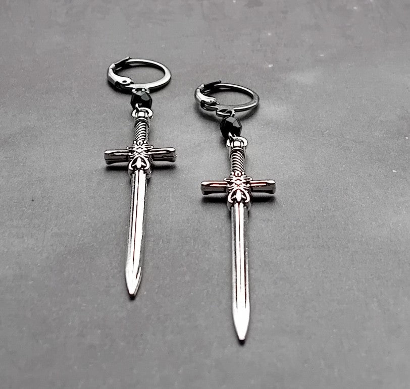 Sword Mini Hoop Earrings