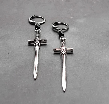 Sword Mini Hoop Earrings