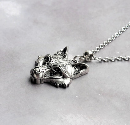 Tribal Wolf Head Necklace