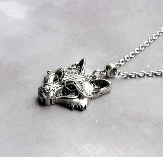 Tribal Wolf Head Necklace