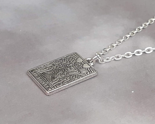 The Lovers Metal Tarot Card Necklace