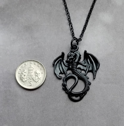 Black Metal Dragon Necklace