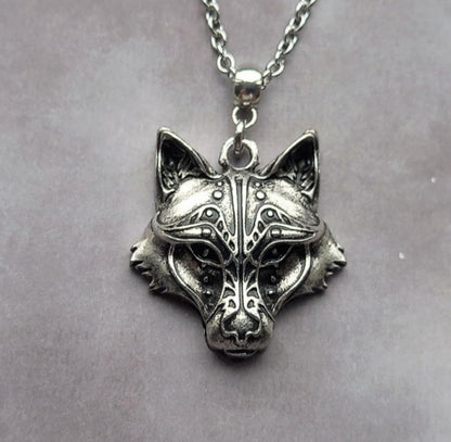 Tribal Wolf Head Necklace