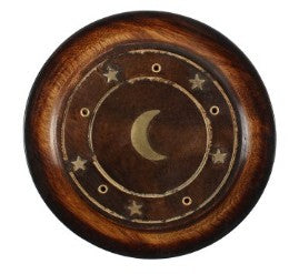 Crescent Moon Round Plate Wooden Ashcatcher