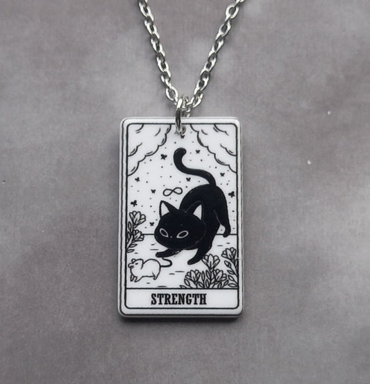 Strength Cat Tarot Card Necklace