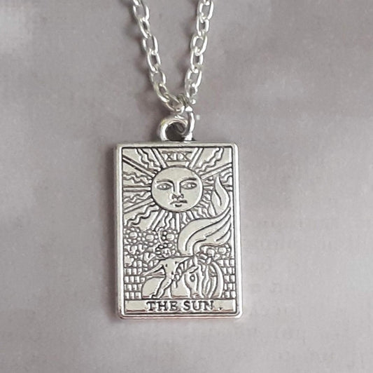 The Sun Metal Tarot Card Necklace