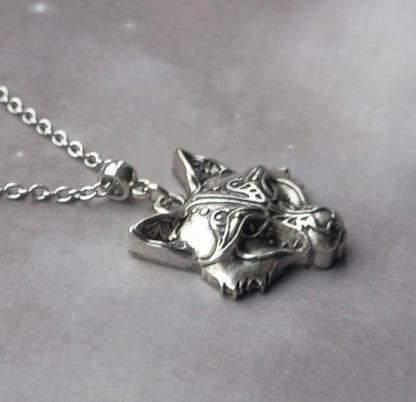 Tribal Wolf Head Necklace