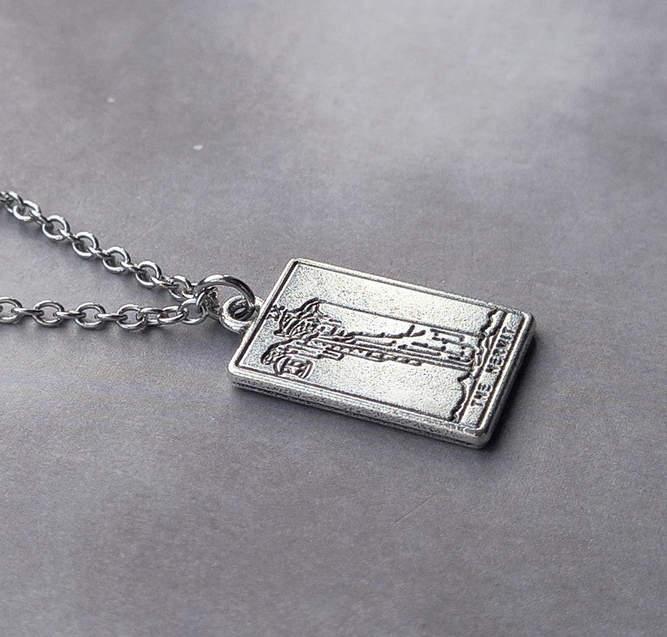 The Hermit Metal Tarot Card Necklace