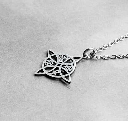 Witch's Knot with Symbols Steel Necklace