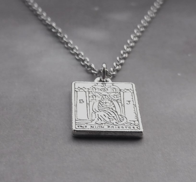 The High Priestess Metal Tarot Card Necklace
