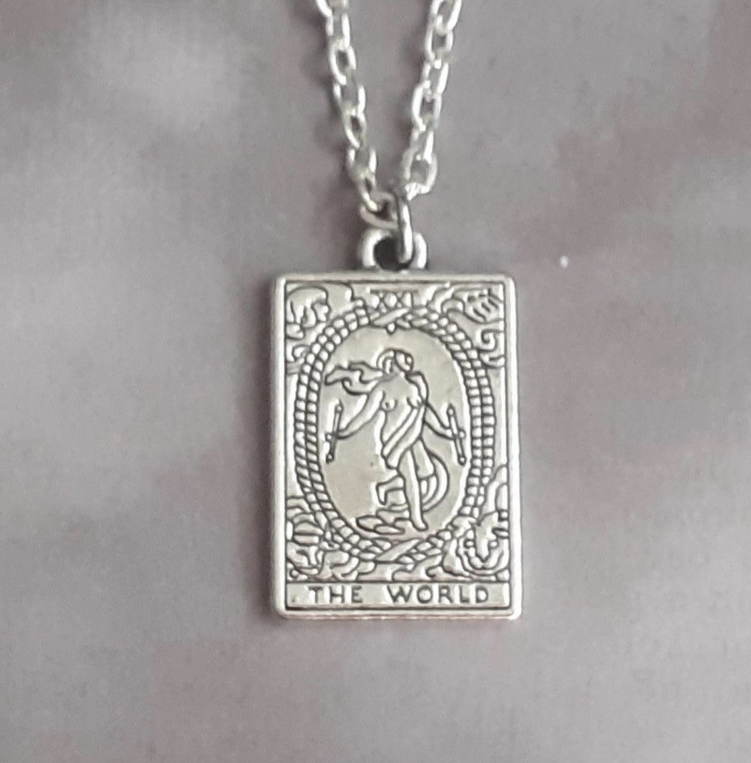 The World Metal Tarot Card Necklace
