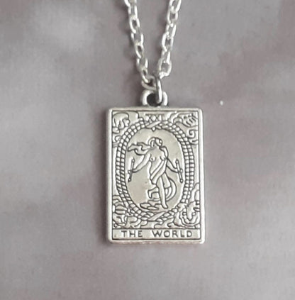The World Metal Tarot Card Necklace
