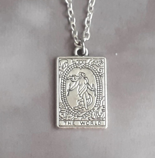 The World Metal Tarot Card Necklace
