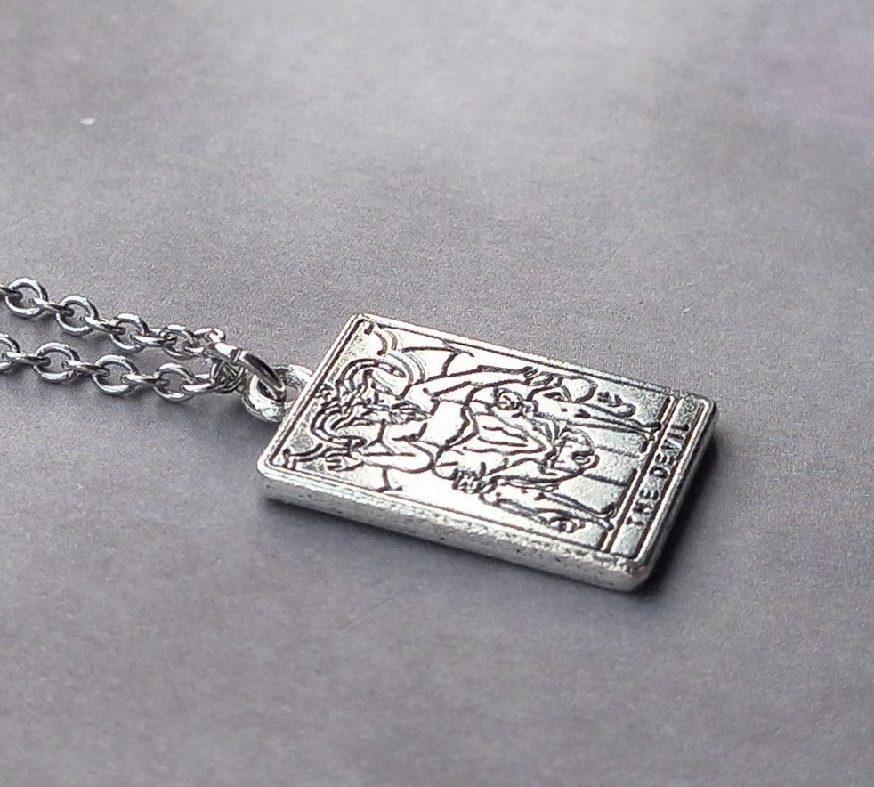 The Devil Metal Tarot Card Necklace