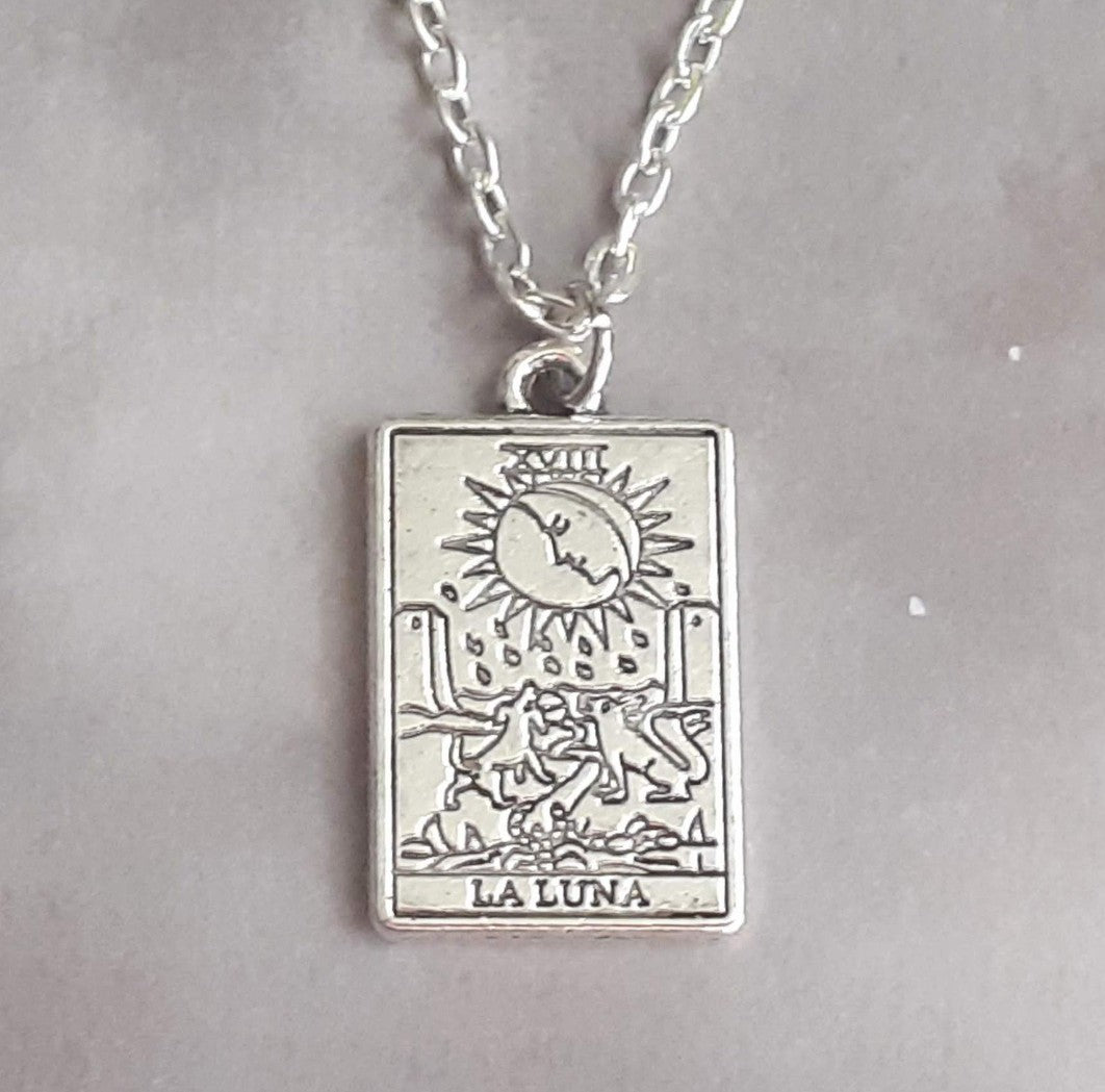 The Moon Metal Tarot Card Necklace