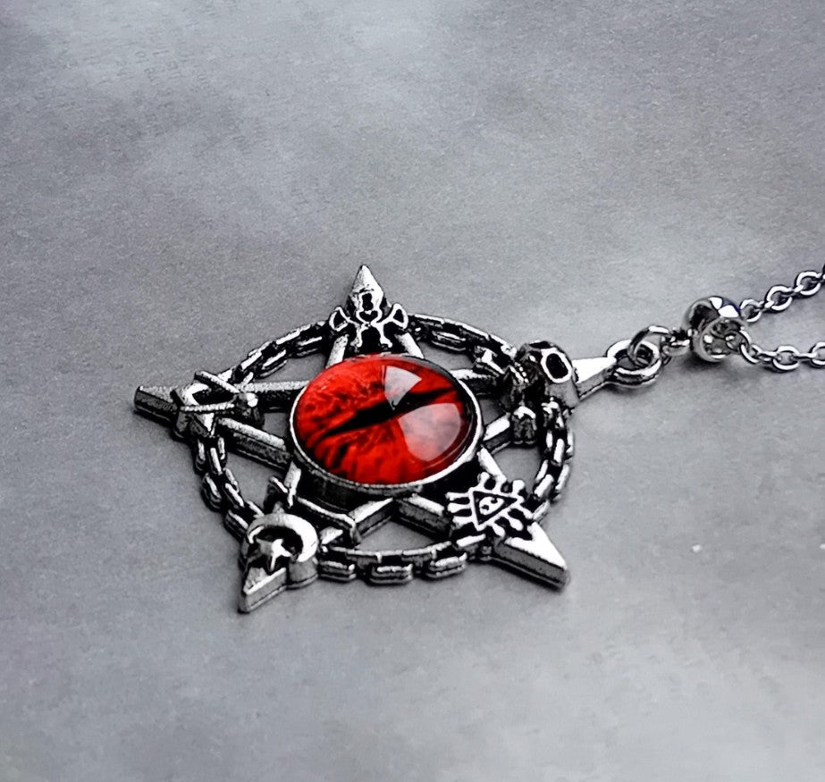 Red Evil Eye Pentagram Necklace