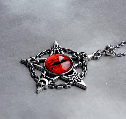 Red Evil Eye Pentagram Necklace