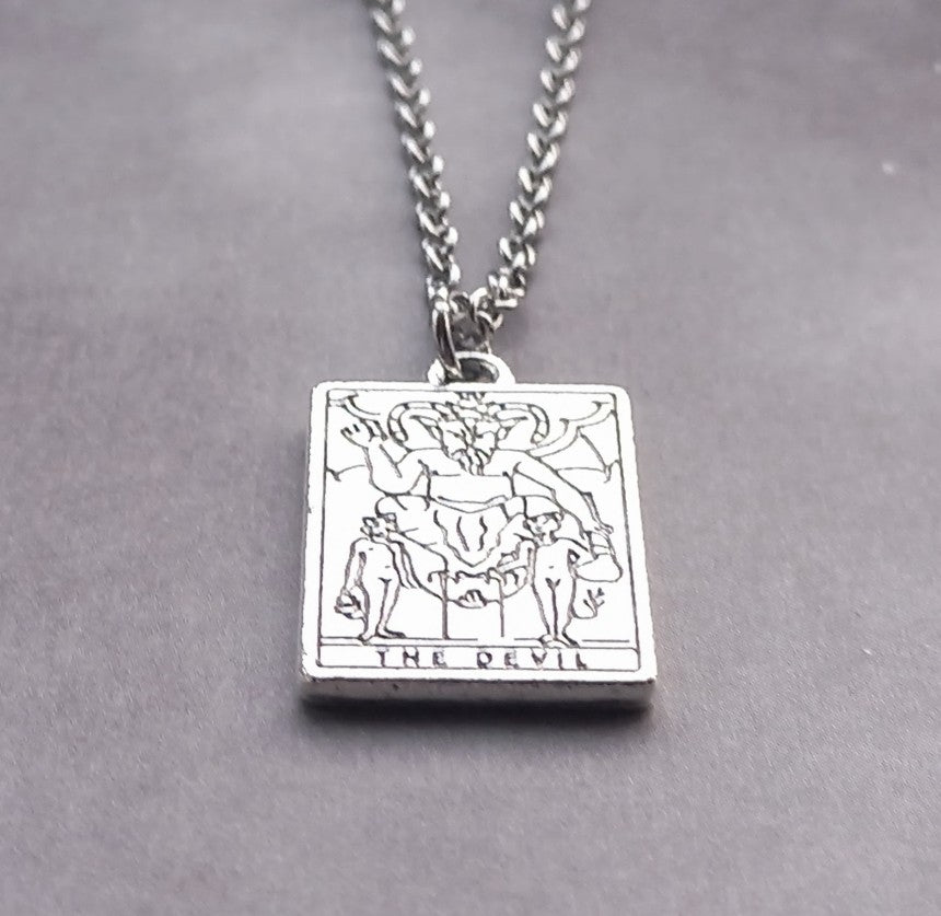 The Devil Metal Tarot Card Necklace