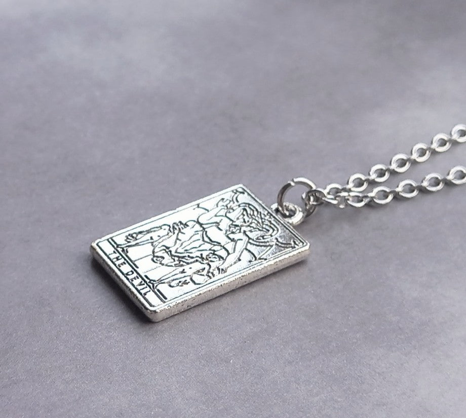 The Devil Metal Tarot Card Necklace