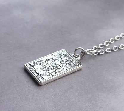 The Devil Metal Tarot Card Necklace