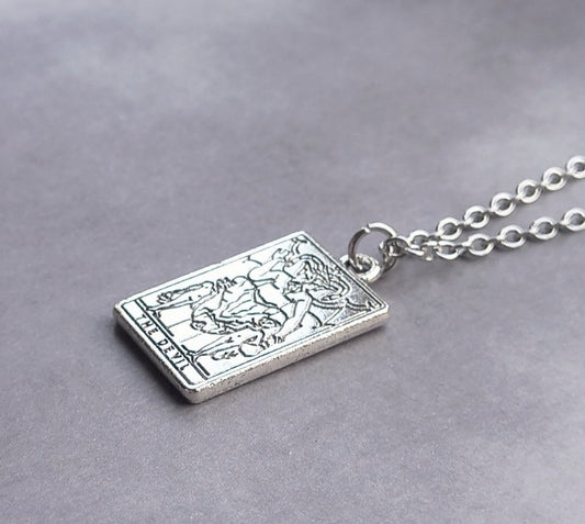 The Devil Metal Tarot Card Necklace