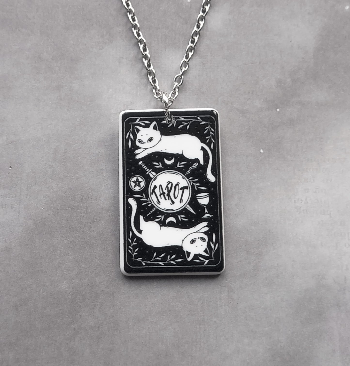 Strength Cat Tarot Card Necklace
