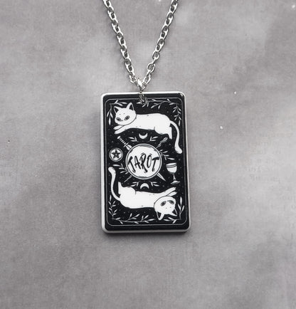 Strength Cat Tarot Card Necklace