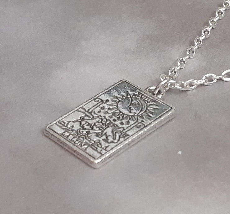 The Moon Metal Tarot Card Necklace