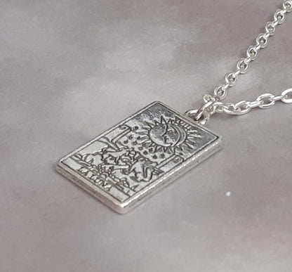 The Moon Metal Tarot Card Necklace