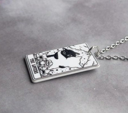 The Lovers Cat Tarot Card Necklace