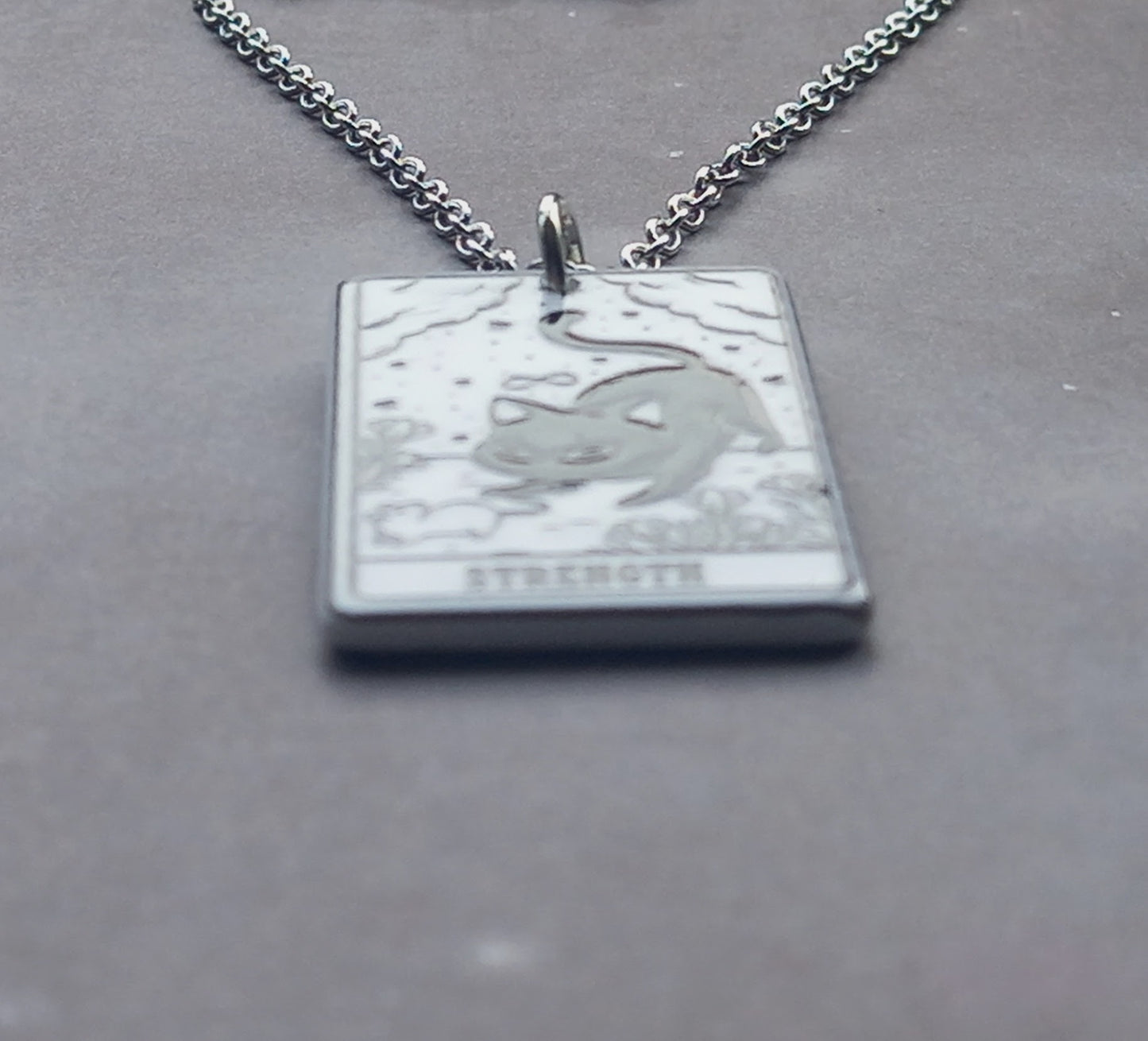 Strength Cat Tarot Card Necklace