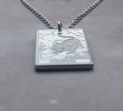 Strength Cat Tarot Card Necklace