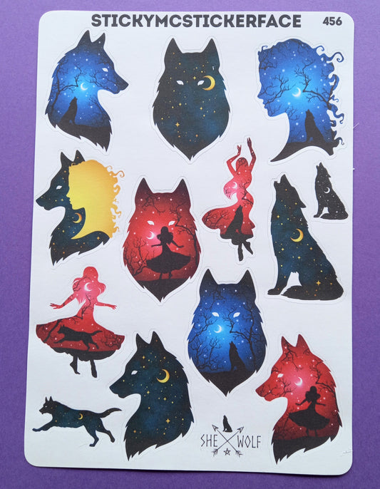 Girl Wolf Sticker Sheet