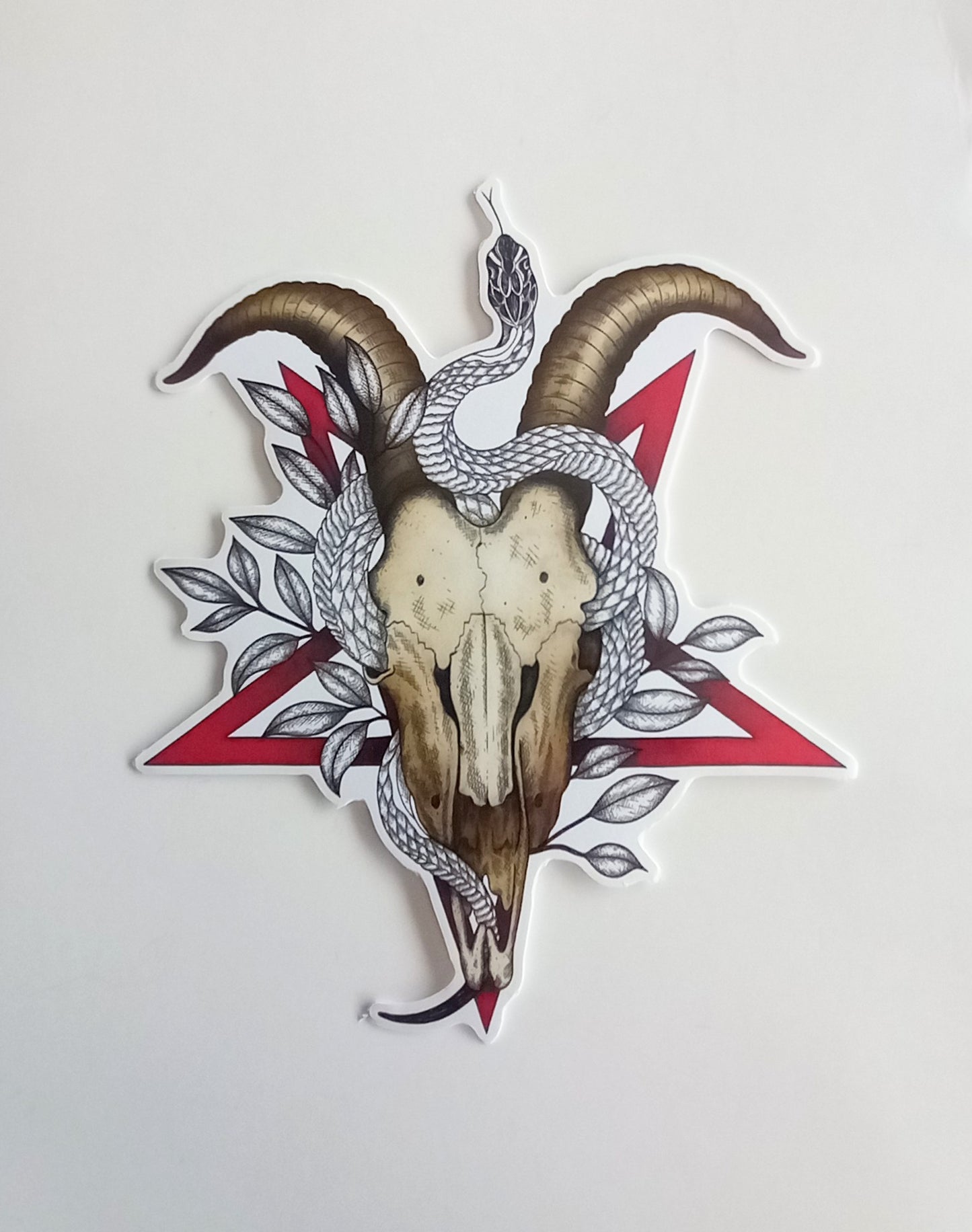 Goat Skull and Snake Art Sticker