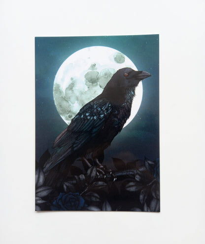 Raven and Moon Postcard Mini Print