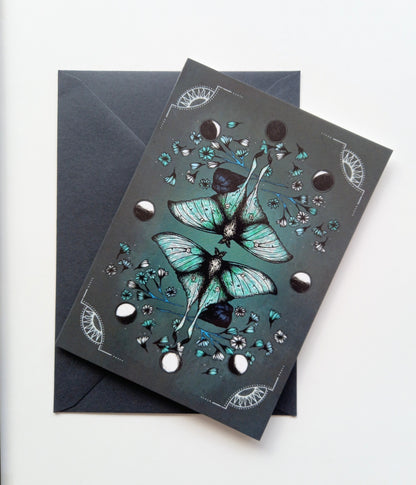 Lunar Moth Blank Greeting Card