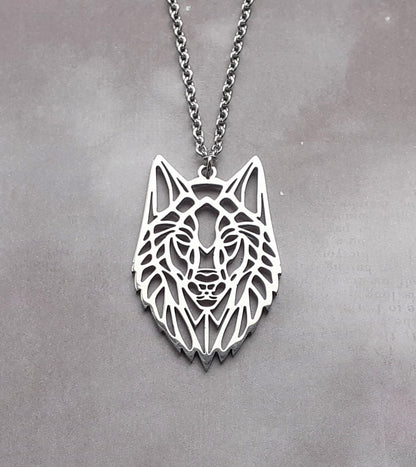 Wolf Head Steel Necklace