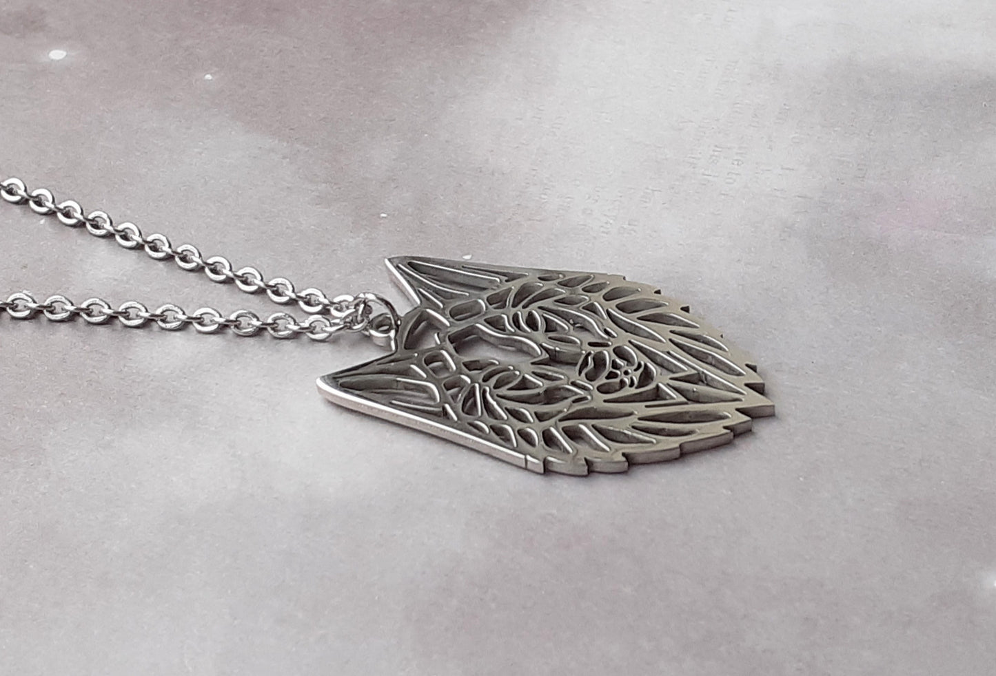 Wolf Head Steel Necklace