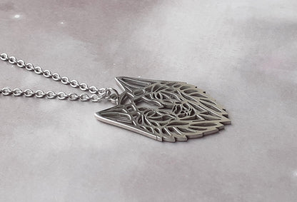 Wolf Head Steel Necklace