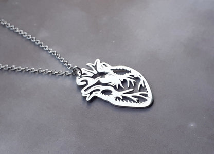 Anatomical Heart Steel Necklace