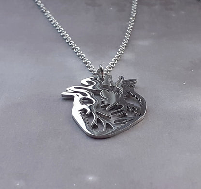 Anatomical Heart Steel Necklace