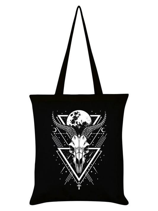 Lunar Skull Black Cotton Tote Bag