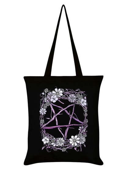 Pagan Pentagram Black Cotton Tote Bag