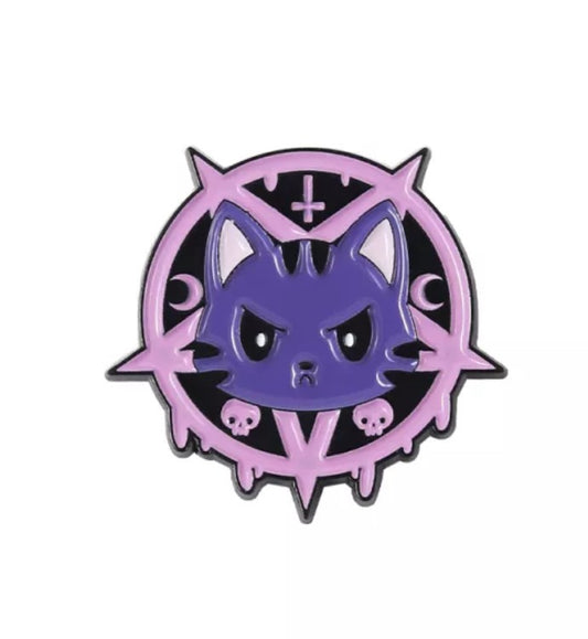 Pentagram Kitty Metal Pin Badge