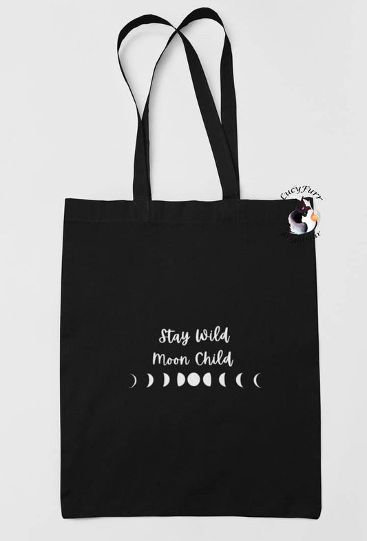 Stay Wild Moon Child Tote Bag (Black)