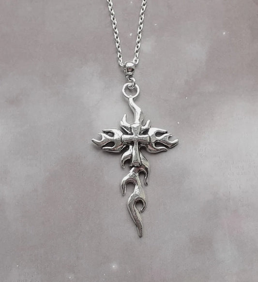 Flaming Cross Necklace